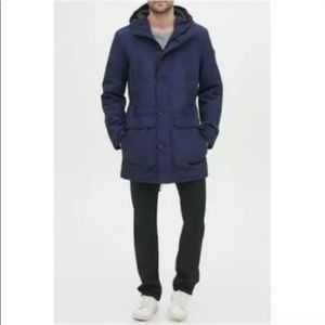 kenneth cole men hooded parka navy
